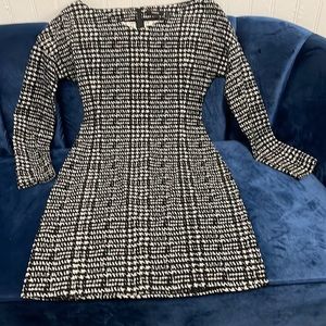 Theory black and white tweed pattern dress